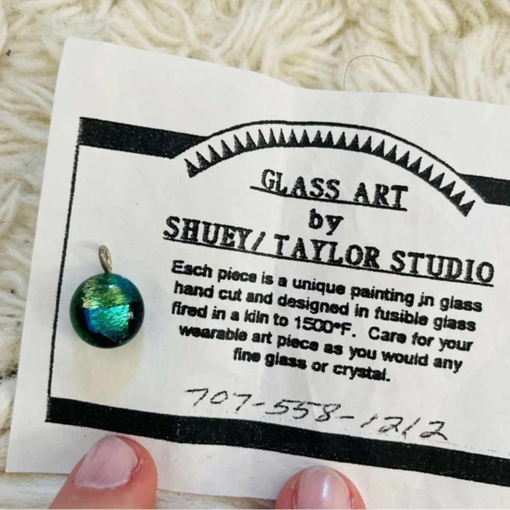 Green & Blue‎ Glass Art Pendant from SHUEY / TAYLOR STUDIO